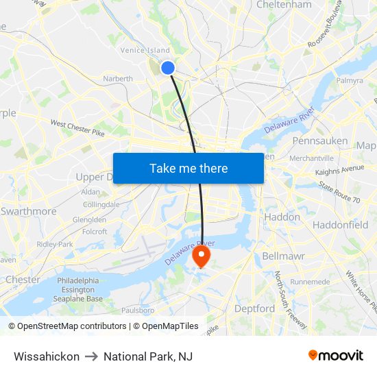 Wissahickon to National Park, NJ map