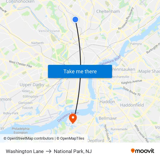 Washington Lane to National Park, NJ map