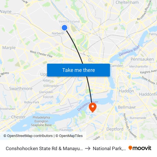 Conshohocken State Rd & Manayunk Rd to National Park, NJ map