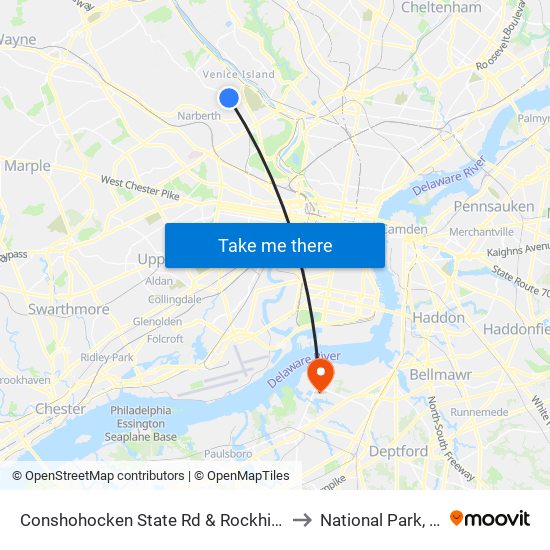 Conshohocken State Rd & Rockhill Rd to National Park, NJ map