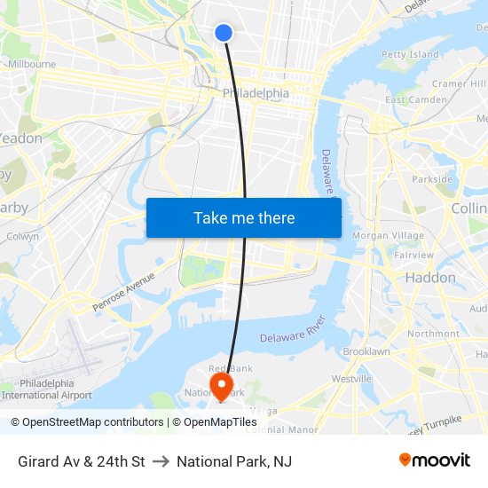 Girard Av & 24th St to National Park, NJ map