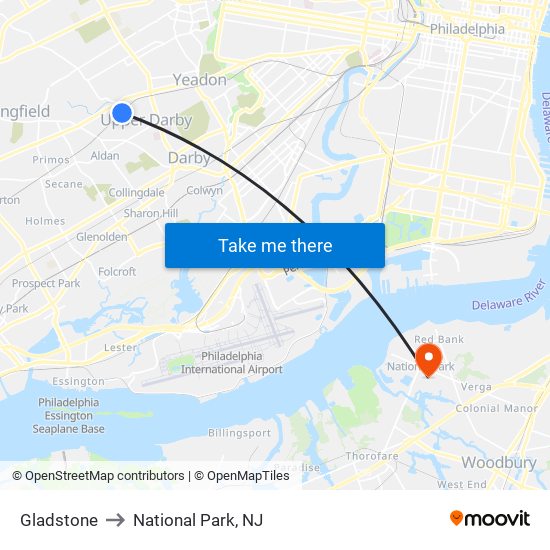 Gladstone to National Park, NJ map