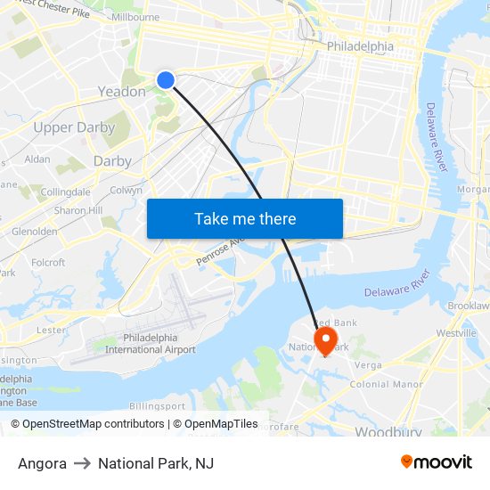 Angora to National Park, NJ map