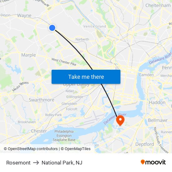 Rosemont to National Park, NJ map