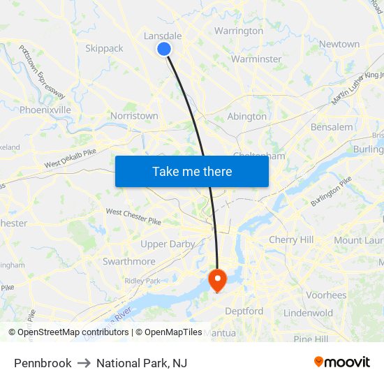 Pennbrook to National Park, NJ map
