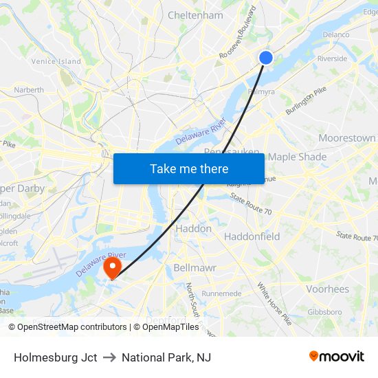 Holmesburg Jct to National Park, NJ map