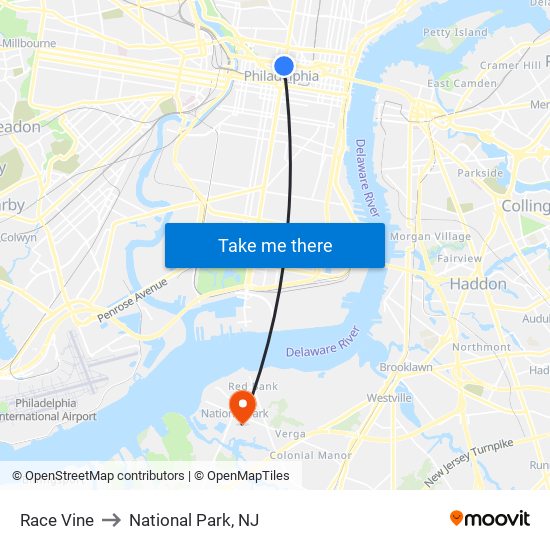 Race Vine to National Park, NJ map