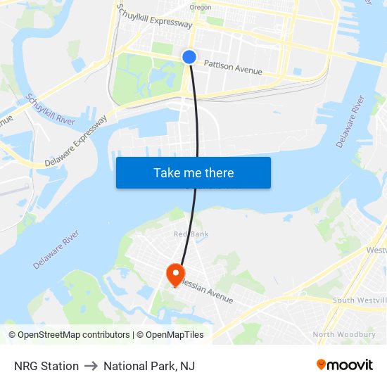 NRG Station to National Park, NJ map