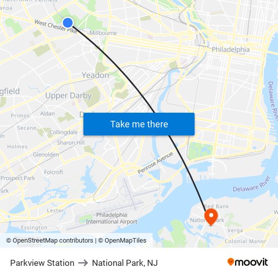 Parkview Station to National Park, NJ map