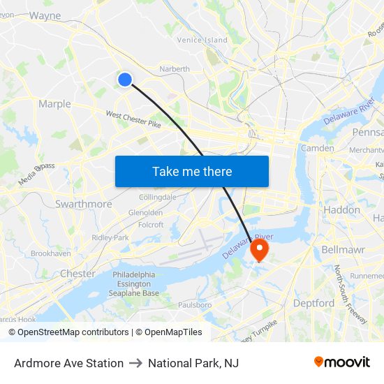 Ardmore Ave Station to National Park, NJ map