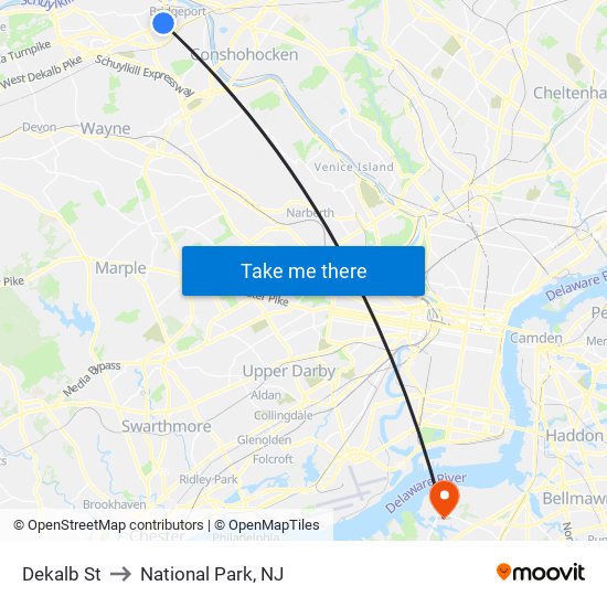 Dekalb St to National Park, NJ map