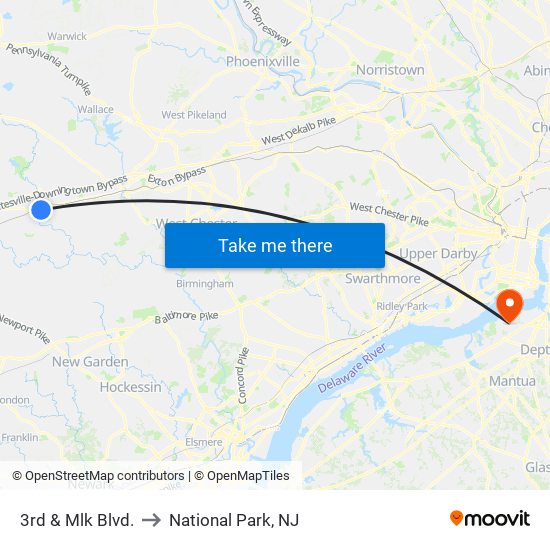 3rd & Mlk Blvd. to National Park, NJ map
