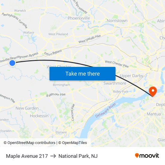 Maple Avenue 217 to National Park, NJ map