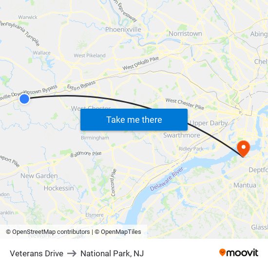 Veterans Drive to National Park, NJ map