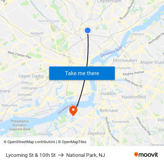 Lycoming St & 10th St to National Park, NJ map