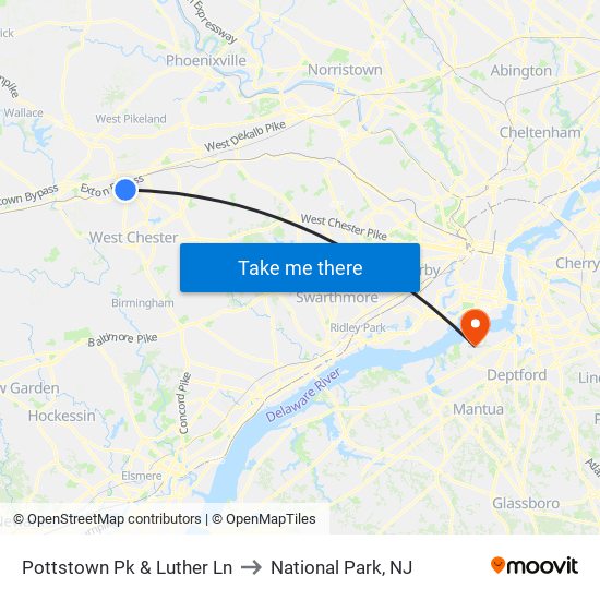 Pottstown Pk & Luther Ln to National Park, NJ map