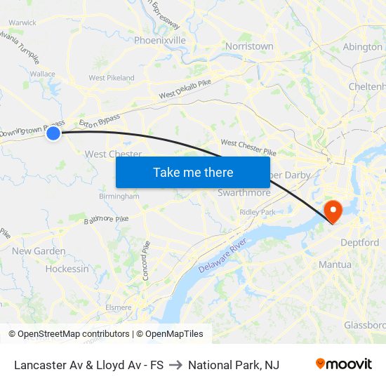 Lancaster Av & Lloyd Av - FS to National Park, NJ map