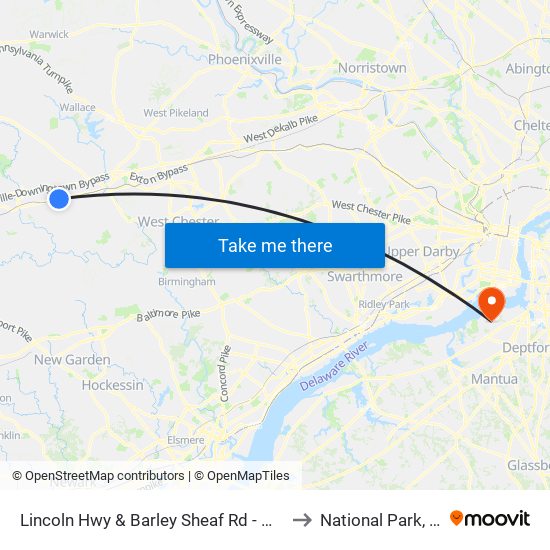Lincoln Hwy & Barley Sheaf Rd - Mbns to National Park, NJ map