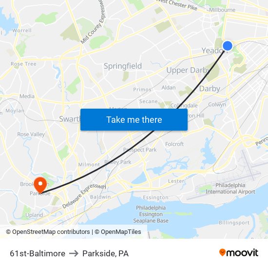 61st-Baltimore to Parkside, PA map