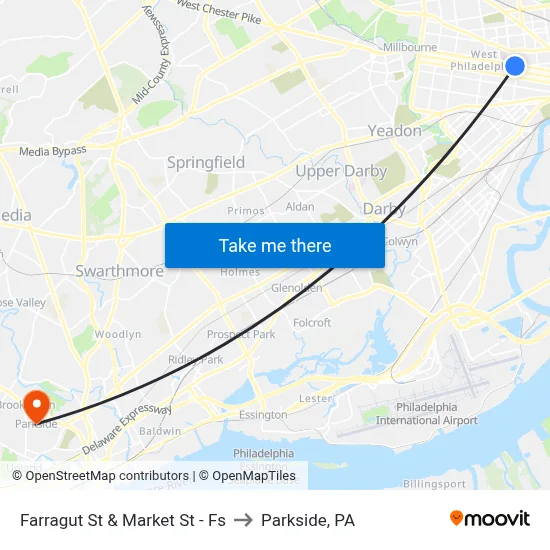 Farragut St & Market St - Fs to Parkside, PA map