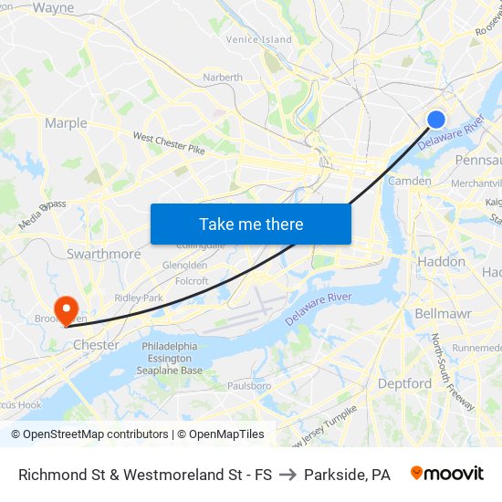 Richmond St & Westmoreland St - FS to Parkside, PA map