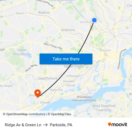 Ridge Av & Green Ln to Parkside, PA map