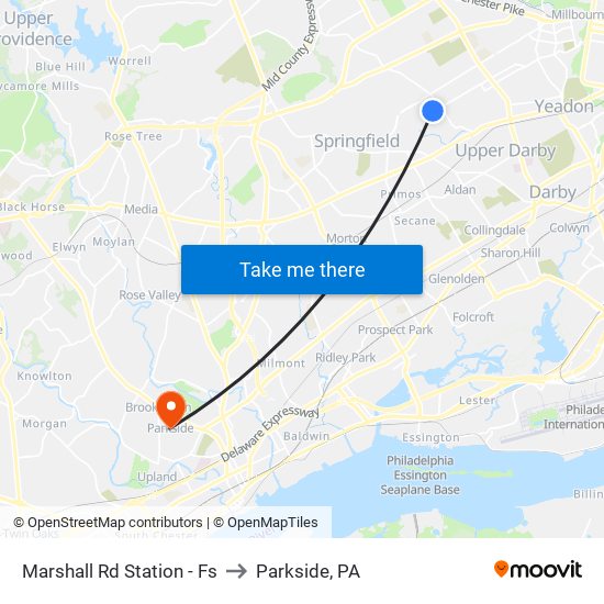 Marshall Rd Station - Fs to Parkside, PA map
