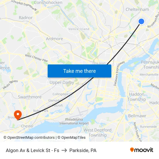 Algon Av & Levick St - Fs to Parkside, PA map
