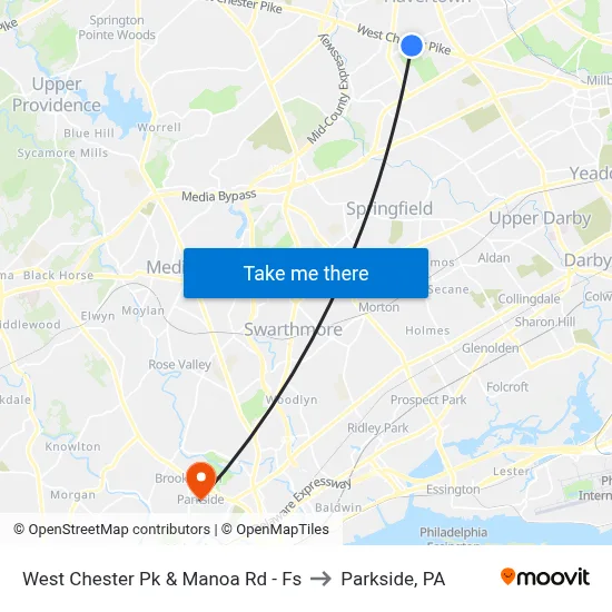 West Chester Pk & Manoa Rd - Fs to Parkside, PA map