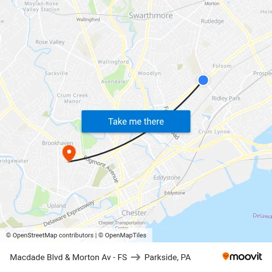 Macdade Blvd & Morton Av - FS to Parkside, PA map
