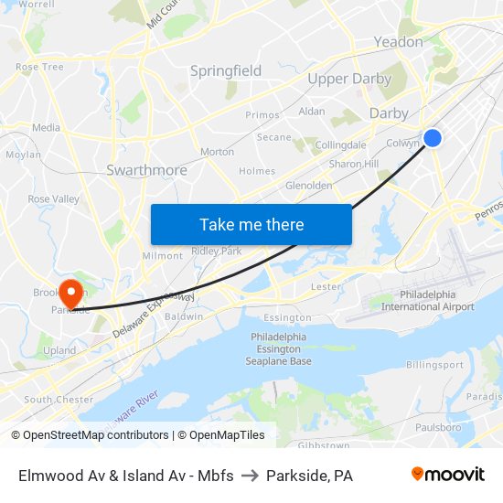 Elmwood Av & Island Av - Mbfs to Parkside, PA map