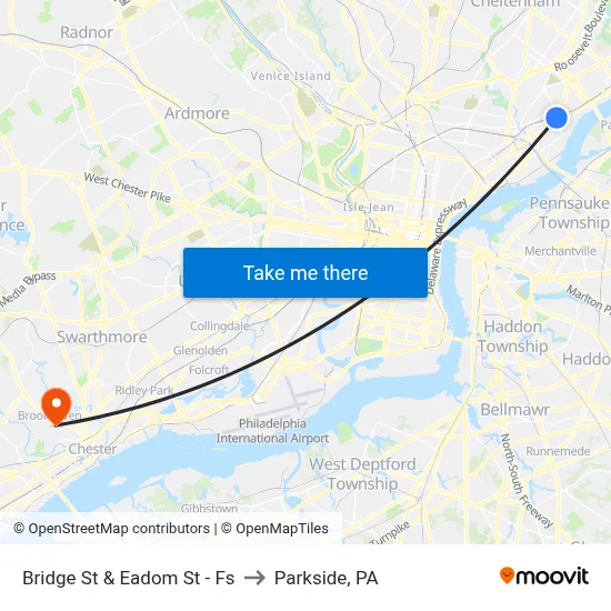 Bridge St & Eadom St - Fs to Parkside, PA map