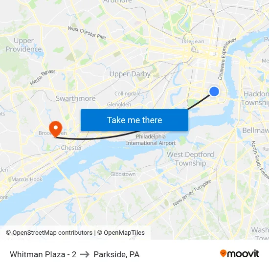 Whitman Plaza - 2 to Parkside, PA map
