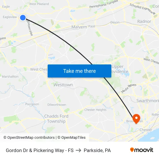 Gordon Dr & Pickering Way - FS to Parkside, PA map