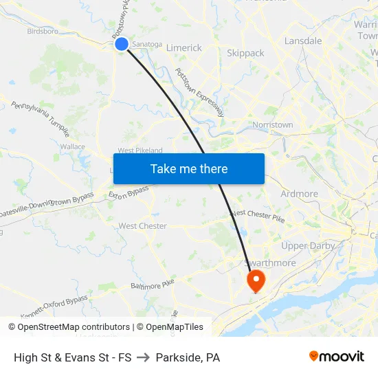 High St & Evans St - FS to Parkside, PA map