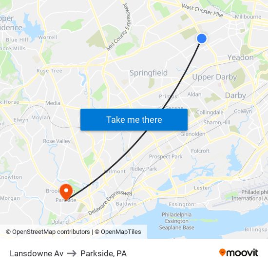 Lansdowne Av to Parkside, PA map