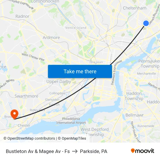 Bustleton Av & Magee Av - Fs to Parkside, PA map