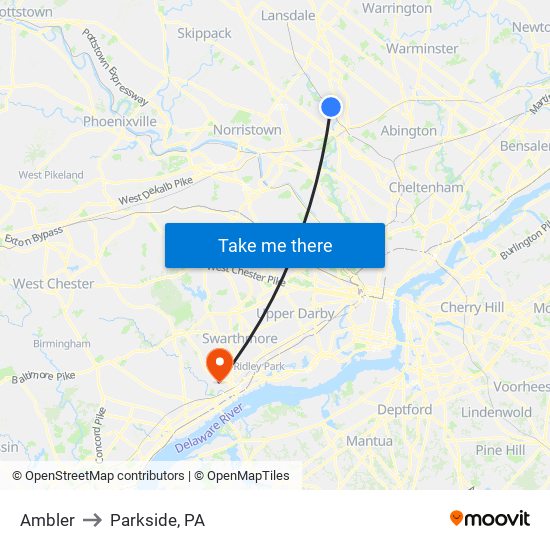 Ambler to Parkside, PA map