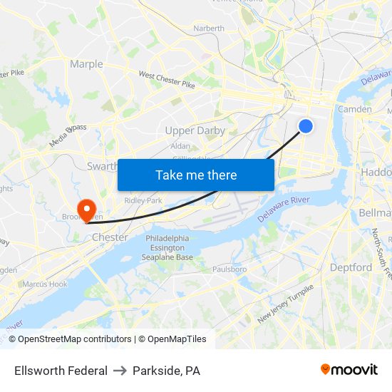 Ellsworth Federal to Parkside, PA map