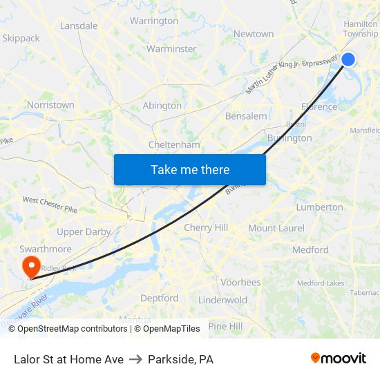 Lalor St at Home Ave to Parkside, PA map