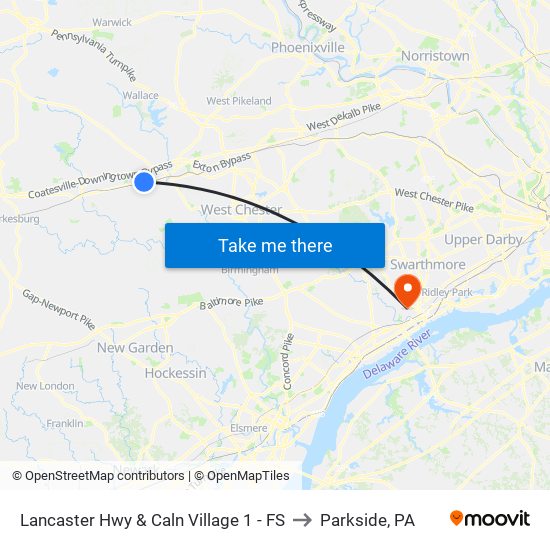 Lancaster Hwy & Caln Village 1 - FS to Parkside, PA map