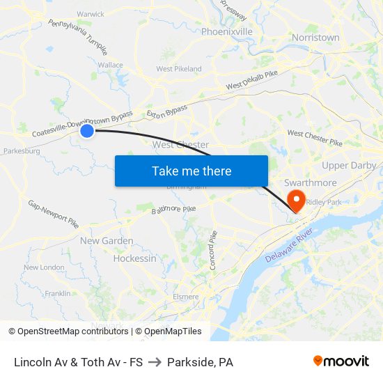 Lincoln Av & Toth Av - FS to Parkside, PA map