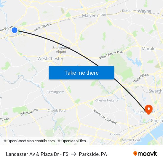 Lancaster Av & Plaza Dr - FS to Parkside, PA map