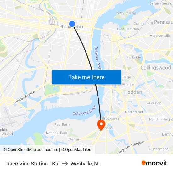 Race Vine Station - Bsl to Westville, NJ map