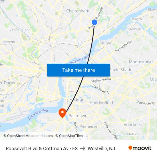 Roosevelt Blvd & Cottman Av - FS to Westville, NJ map