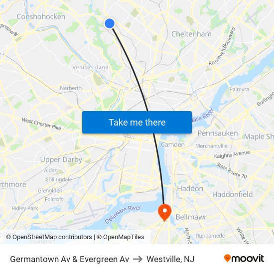 Germantown Av & Evergreen Av to Westville, NJ map