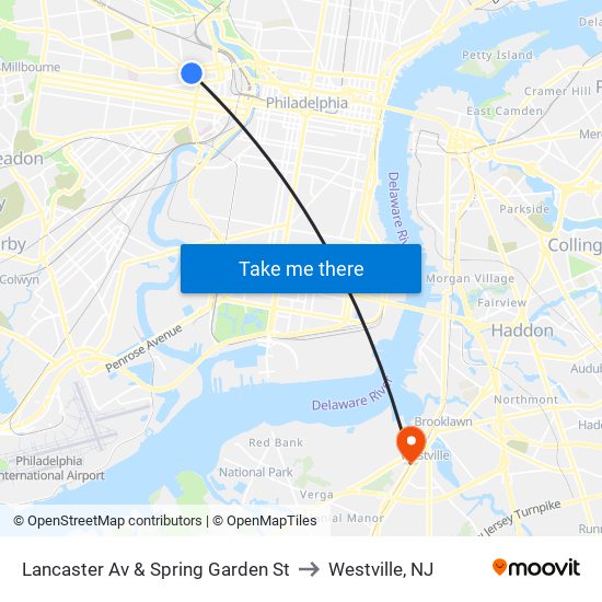 Lancaster Av & Spring Garden St to Westville, NJ map