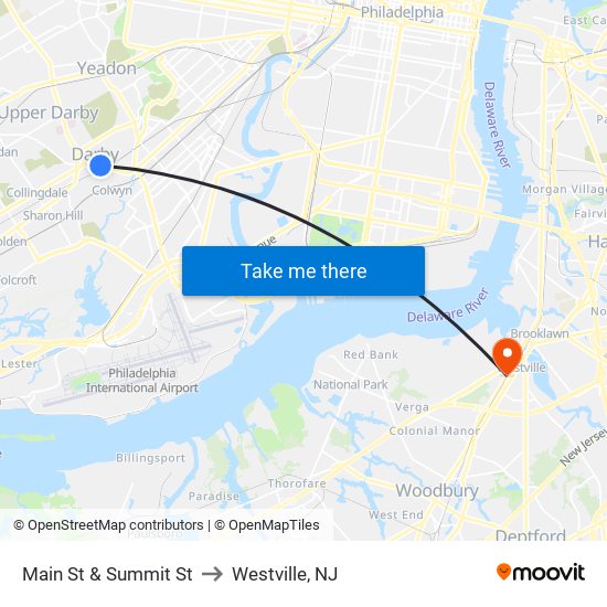 Main St & Summit St to Westville, NJ map