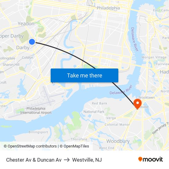 Chester Av & Duncan Av to Westville, NJ map