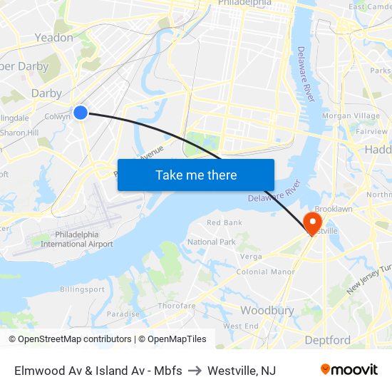 Elmwood Av & Island Av - Mbfs to Westville, NJ map